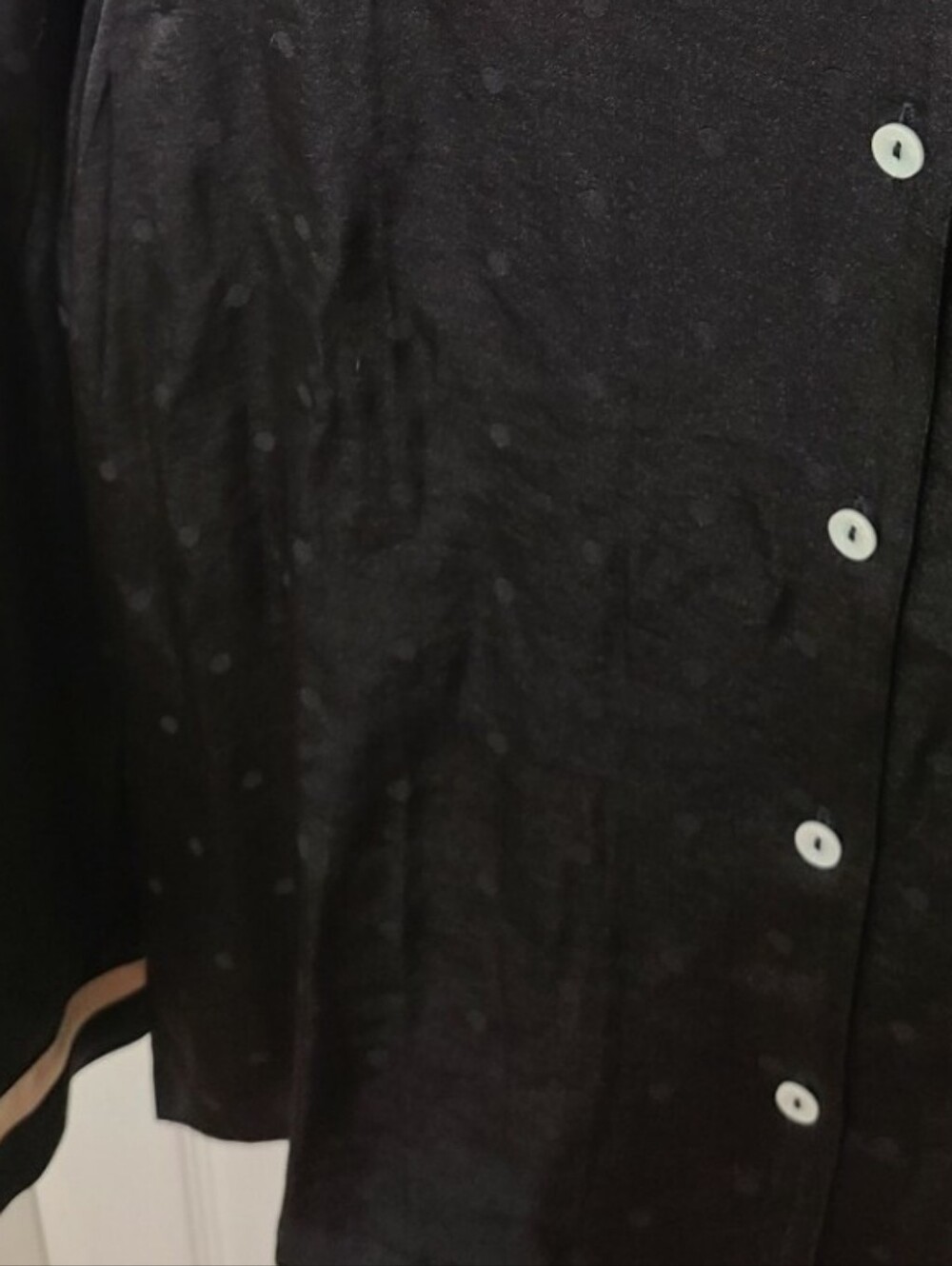 Victoria's Secret Black Satin Pajama Top with Cream Piping - Picture 11 of 13